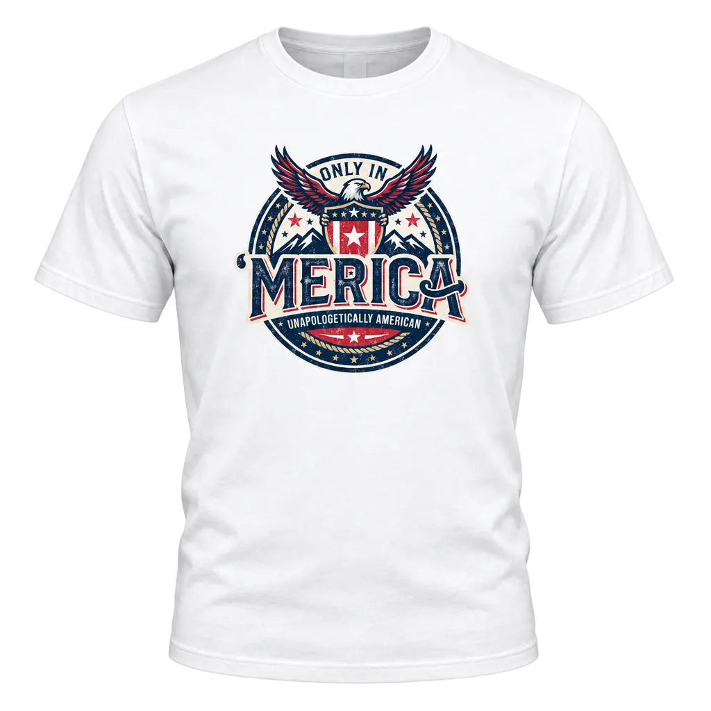Only in 'Merica Tee Mockup